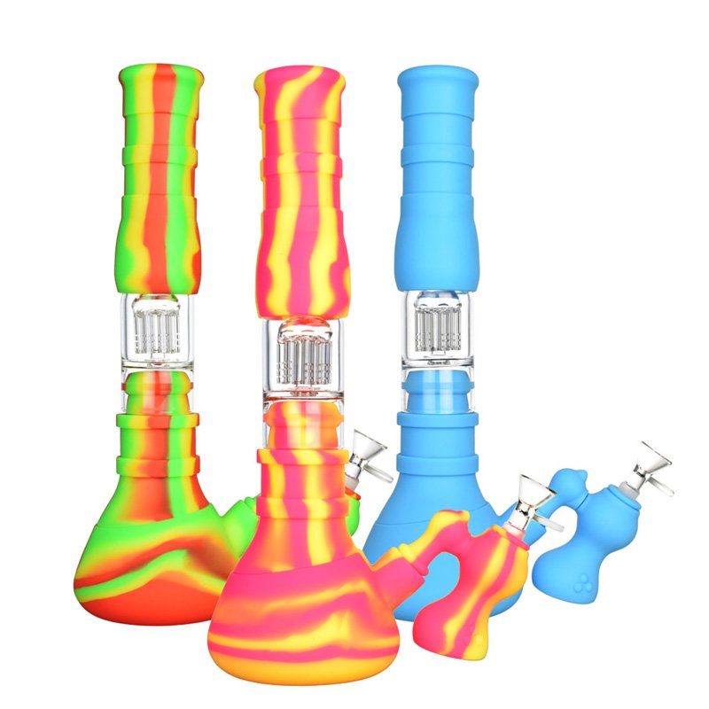 Silicone beaker with a chamber and tree perc