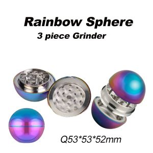 Rainbow Sphere 3 Piece Herb Grinder 53mm