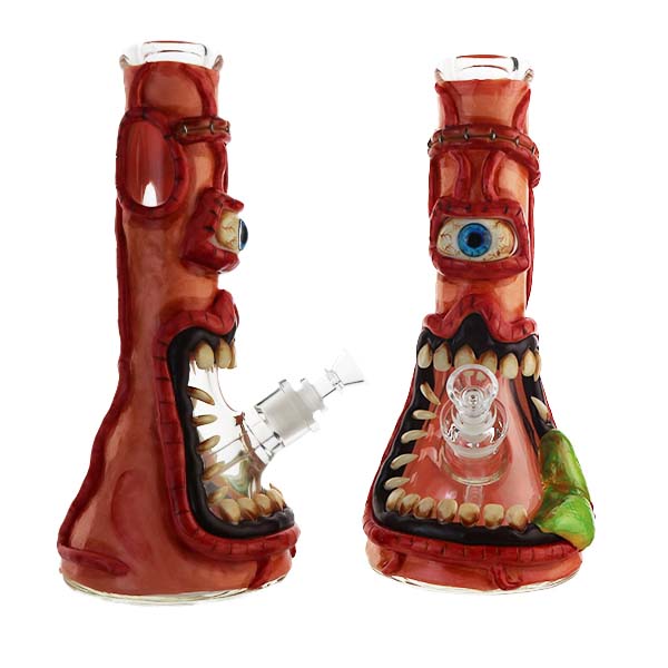 3D Monster Waterpipe with Glow In The Dark Tongue 7mm Beaker