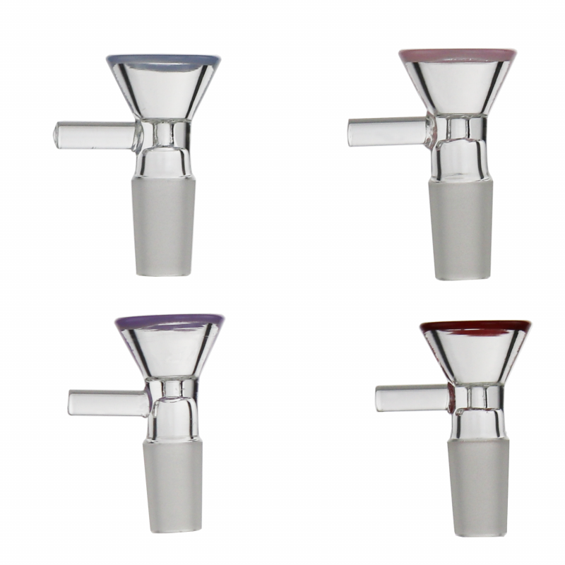 Wholesale Colored Rim 14mm Glass Cone Pieces with Handles