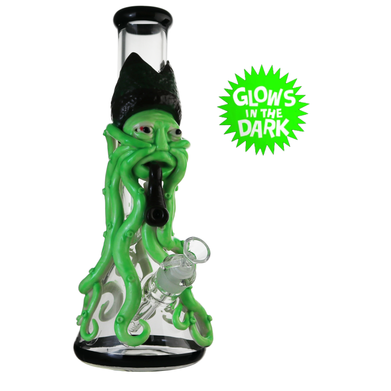 Wholesale 3D Glow In The Dark Captain Octopus 7mm Beaker Bong – Available for Bulk Buy