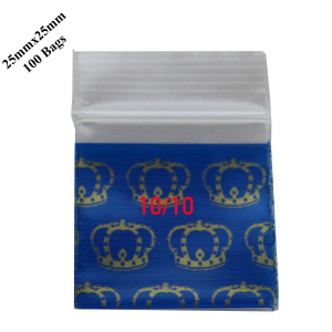 Premium Wholesale Golden Crown Print Zip Lock Plastic Bags 1010 Resealable – 25mm x 25mm Stash Bags – Bulk Buy at Down Under Wholesalers