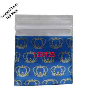 Premium Wholesale Golden Crown Print Apple Zip Lock Plastic Bags 125/125 Resealable – 32mm x 32mm Stash Bags – Bulk Buy at Down Under Wholesalers