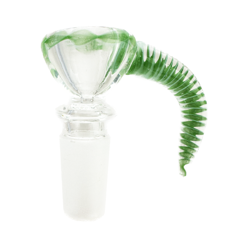 Wholesale Clear Glass Slider Cone Piece CP for bongs – 14mm with Colored Coiled Handle