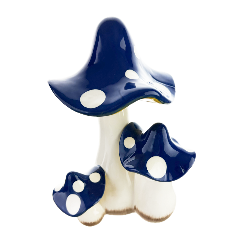 Wholesale Hidden Ceramic Mushroom Bong in vibrant colors - purple, pink, blue, and red for discreet smoking, available through Down Under Wholesalers.