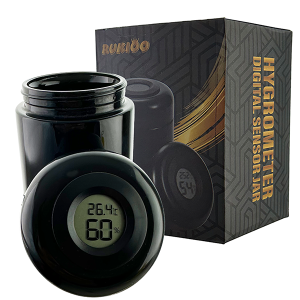 Smell-Proof Hygrometer Digital Sensor Jar with UV Black Glass