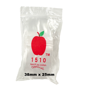 Premium Wholesale Apple Clear Zip Lock Plastic Bags 1510 Resealable – 38mm x 25mm Stash Bags – Bulk Buy at Down Under Wholesalers
