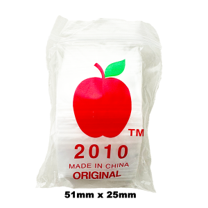 Premium Wholesale Apple Zip Lock Plastic Bags 2010 Resealable – 51mm x 25mm Stash Bags – Bulk Buy at Down Under Wholesalers