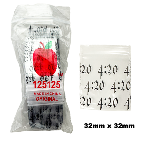 Premium Wholesale 420 Print Apple Zip Lock Plastic Bags 125/125 Resealable – 32mm x 32mm Stash Bags – Bulk Buy at Down Under Wholesalers