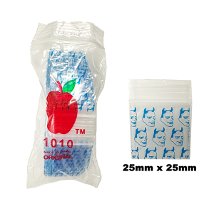 Premium Wholesale Apple Devil Print Zip Lock Plastic Bags 1010 Resealable – 25mm x 25mm Stash Bags – Bulk Buy at Down Under Wholesalers