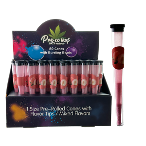 Exclusive Wholesale Peach Flavoured Pre Rolled Cones with Bursting Beads – 1 1/4 Size – Down Under Wholesalers