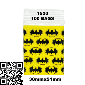 Premium Wholesale Apple Batman Print Zip Lock Plastic Bags 1520 – 38mm x 51mm Stash Bags – Bulk Buy for Tobacconists, Head Shops, and Suppliers