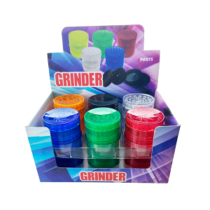 Wholesale 50mm Acrylic Plastic Herb Grinder – 4 Layers, Assorted Colors – Bulk Displays for Tobacconists and Headshops
