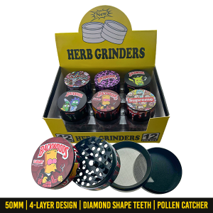 Wholesale 50mm Backwoods and Supreme Collection Metal Weed and Herb Grinder with Diamond Shape Teeth