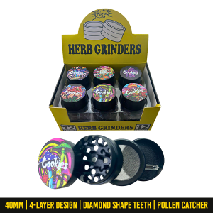 Wholesale 40mm Cookies Mushroom Collection Metal Weed and Herb Grinder with Diamond Shape Teeth for Wholesale