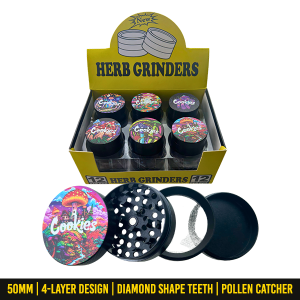Wholesale 50mm Cookies Mushroom Collection Metal Weed and Herb Grinder