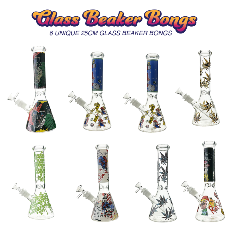 Wholesale Bulk Package of 25cm Glass Beaker Bongs – Perfect for Smoke Shops and Retailers