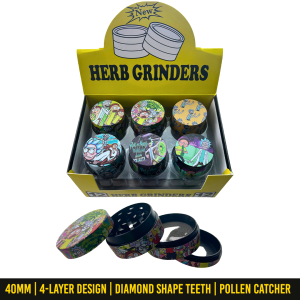 Wholesale 40mm Rick and Morty Collection Metal Weed and Herb Grinder with Diamond Shape Teeth