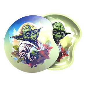 Yoda Metal Rolling Tray with Magnetic Lid – 18x17cm | 3D Lenticular Cover