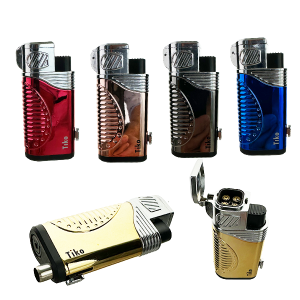 4 Jet Flame Lighter Wholesale – Refillable torch lighter with built-in cigar cutter