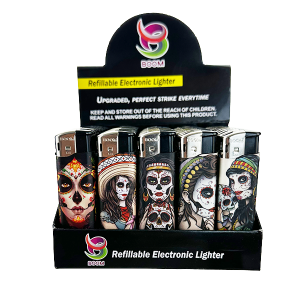 Calavera Lighter Wholesale – 50-pack of Day of the Dead refillable lighters