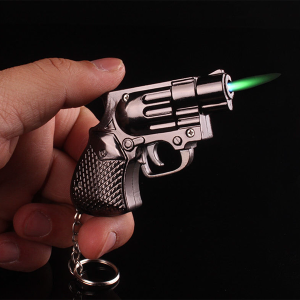 Small Keyring Gun Lighter Wholesale – 8cm jet flame refillable revolver lighter