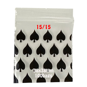 Apple Spade Print Zip Lock Plastic Bags 1515 – 38mm x 38mm (100 Pack)