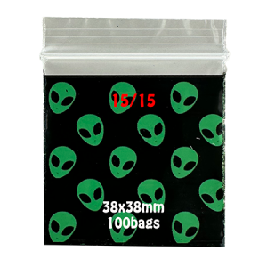 Apple Alien Head Zip Lock Plastic Bag – 1515 – 38mm x 38mm (100 Pack)