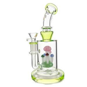 Billy Mate Mushroom Dab Rig Bong – 23cm with Green Accent and Curved Mouthpiece