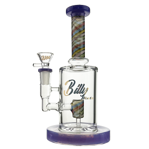 Billy Mate Spiral Core Perc Bong – 20cm Glass Bong with Colored Neck and Perc