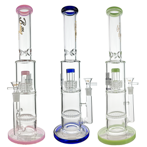 36cm Billy Mate Dual Perc Glass Bong with Honeycomb and Matrix Percolators