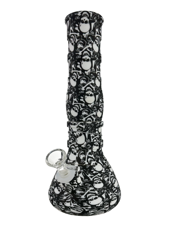 Crossbones Skull Silicone Bong – 28cm Beaker with Ice Catcher