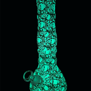 Glow in the Dark Skull Silicone Beaker Bong – 28cm with Ice Catcher