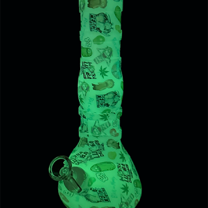 Glow In The Dark Rick and Morty Silicone Beaker Bong with cartoon design – 28cm