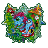 PsychoBlaze Silicone Dab Mat with psychedelic alien cartoon – 200x186mm