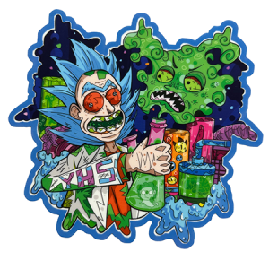 Toxic Trip Lab Silicone Dab Mat with trippy scientist and monster art – 200x186mm