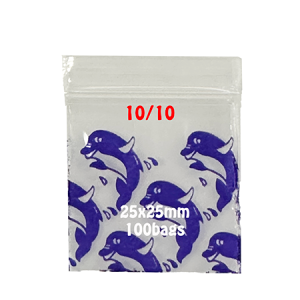 Apple Dolphin Print Zip Lock Plastic Bag 10/10 – 25x25mm (100 Pack)