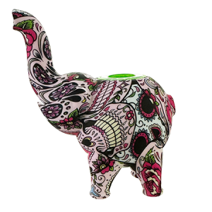 Candy Skull Elephant Silicone Bong with Glass Cone