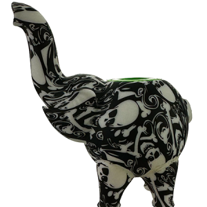 Skull Print Elephant Silicone Bong – Black & White