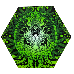 Psychedelic Hexagon Silicone Dab Mat – 22CM Non-Stick Heat Pad