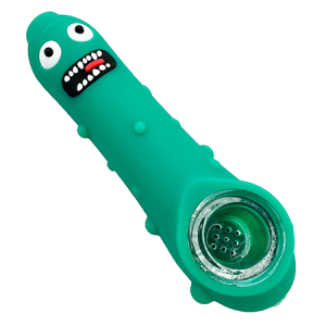 Pickle Rick Silicone Pipe with Glass Cone