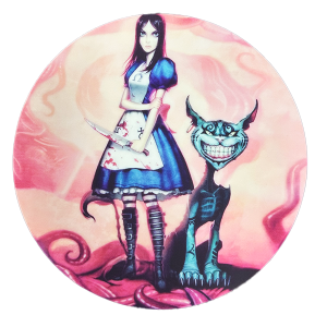 Round Silicone Bong Mat – Gothic Girl and Cat Design