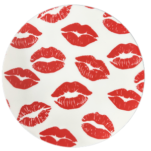 Round Silicone Bong Mat – Red Lipstick Kiss Design