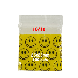 Apple Smiley Face Zip Lock Plastic Bag 10/10 – 25x25mm (100 Pack)
