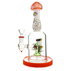 Red Billy Mate Mushroom Bong with Percolator – 25cm Glassware