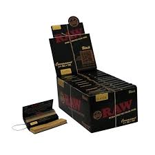 Raw 1 1/4 Connoisseur Rolling Paper + Tips - Balck