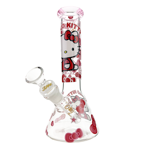 Hello Kitty Glass Beaker Bong Pink Bow Design 23cm