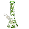 Billy Mate Glass Beaker Bong Green MJ Leaf Design 23cm