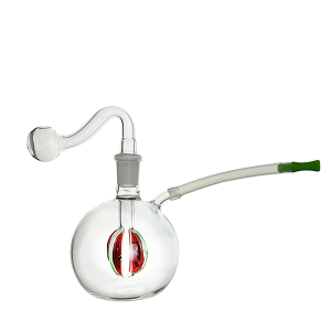 Watermelon Glass Bubbler with Rubber Mouthpiece – 14cm Sweet Puff Curved Pipe