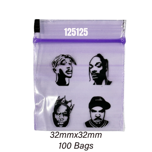 Hip Hop Legends Print Zip Lock Plastic Bags 125125 32mm x 32mm (100 Pack)